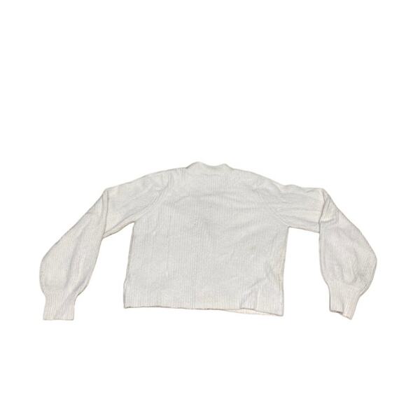 Minimalist White Ribbed Button-Up Cropped Cardigan Express Women’s Small - Picture 5 of 5